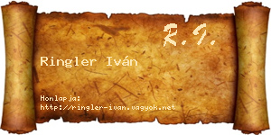 Ringler Iván névjegykártya