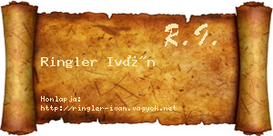 Ringler Iván névjegykártya